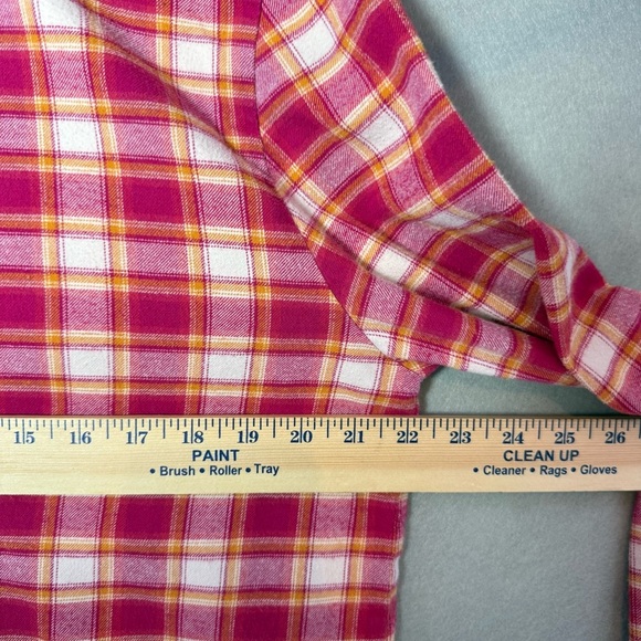 Sundance Women's Pink Plaid Cotton Flannel Pajama Top size L - Picture 10 of 10